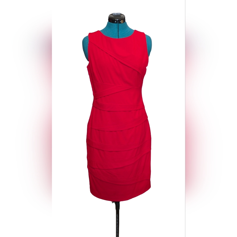 Calvin Klein Red Sleeveless Sheath Dress